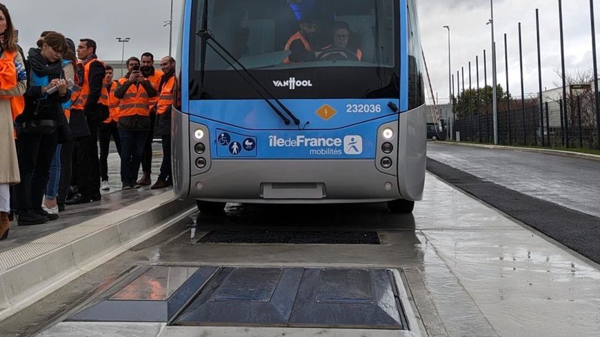 Premiers tours de roue en Île-de-France pour le bus 100 % électrique Tzen 4 équipé de la solution de recharge statique par le sol (SRS) d’Alstom